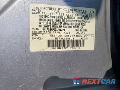 Zdjęcie 12 z 12 samochodu: 2012 NISSAN SENTRA 2.0 VIN:3N1AB6AP2CL710220 - miniatura