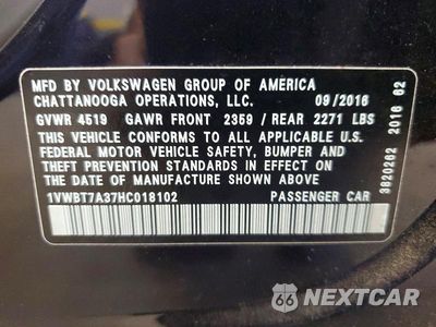 Zdjęcie 12 z 12 samochodu: 2017 VOLKSWAGEN PASSAT SE VIN:1VWBT7A37HC018102 - miniatura