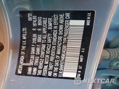 Zdjęcie 12 z 12 samochodu: 2021 HONDA CIVIC SPORT VIN:SHHFK7H46MU402681 - miniatura