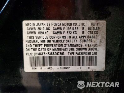Zdjęcie 12 z 12 samochodu: 2011 HONDA FIT VIN:JHMGE8H33BS007303 - miniatura