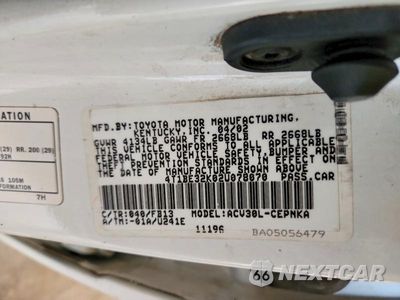 Zdjęcie 12 z 12 samochodu: 2002 TOYOTA CAMRY LE VIN:4T1BE32K02U078070 - miniatura