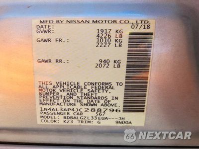 Zdjęcie 13 z 13 samochodu: 2018 NISSAN ALTIMA 2.5 S VIN:1N4AL3AP4JC288796 - miniatura