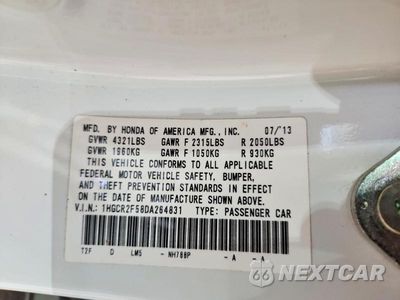Zdjęcie 12 z 12 samochodu: 2013 HONDA ACCORD SPORT VIN:1HGCR2F58DA264831 - miniatura