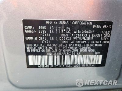 Zdjęcie 12 z 12 samochodu: 2019 SUBARU OUTBACK 2.5I PREMIUM VIN:4S4BSAFC8K3361421 - miniatura