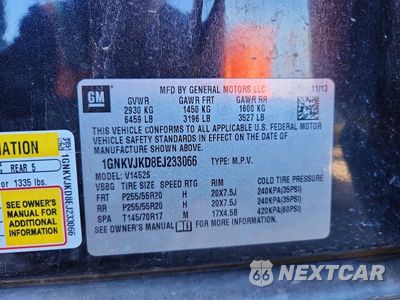 Zdjęcie 13 z 13 samochodu: 2014 CHEVROLET TRAVERSE LTZ VIN:1GNKVJKD8EJ233066 - miniatura