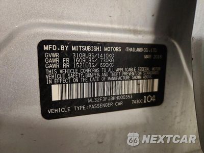 Zdjęcie 12 z 12 samochodu: 2017 MITSUBISHI MIRAGE G4 ES VIN:ML32F3FJ8HH000353 - miniatura