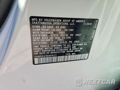 Zdjęcie 14 z 14 samochodu: 2019 VOLKSWAGEN ATLAS SE VIN:1V2DP2CA7KC618171 - miniatura