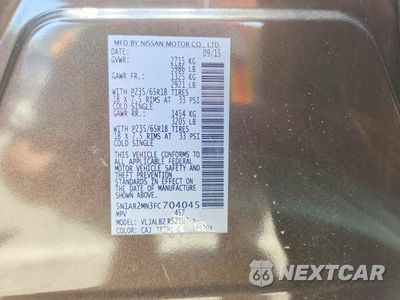 Zdjęcie 14 z 14 samochodu: 2015 NISSAN PATHFINDER S VIN:5N1AR2MN3FC704045 - miniatura