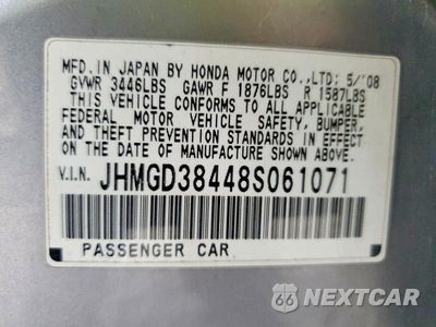 Zdjęcie 12 z 12 samochodu: 2008 HONDA FIT VIN:JHMGD38448S061071 - miniatura