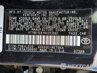Zdjęcie 12 z 12 samochodu: 2017 TOYOTA AVALON XLE VIN:4T1BK1EB1HU263097 - miniatura