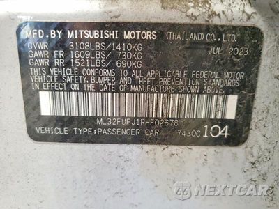 Zdjęcie 13 z 13 samochodu: 2024 MITSUBISHI MIRAGE G4 ES VIN:ML32FUFJ1RHF02678 - miniatura