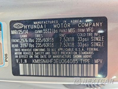 Zdjęcie 13 z 13 samochodu: 2014 HYUNDAI SANTA FE GLS VIN:KM8SN4HF3EU064085 - miniatura