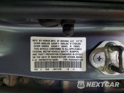 Zdjęcie 12 z 12 samochodu: 2012 HONDA CIVIC LX VIN:19XFB2F57CE104581 - miniatura