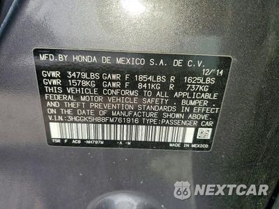 Zdjęcie 13 z 13 samochodu: 2015 HONDA FIT EX VIN:3HGGK5H88FM761916 - miniatura