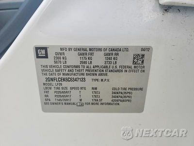 Zdjęcie 13 z 13 samochodu: 2012 CHEVROLET EQUINOX LS VIN:2GNFLCEK6C6347123 - miniatura