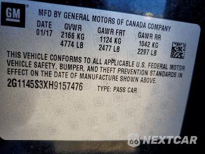 Zdjęcie 12 z 12 samochodu: 2017 CHEVROLET IMPALA PREMIER VIN:2G1145S3XH9157476 - miniatura