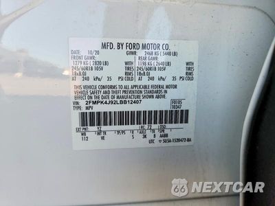 Zdjęcie 13 z 13 samochodu: 2020 FORD EDGE SEL VIN:2FMPK4J92LBB12407 - miniatura