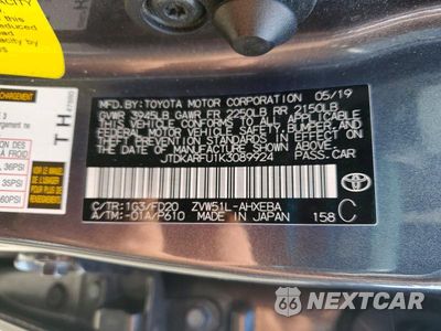 Zdjęcie 12 z 12 samochodu: 2019 TOYOTA PRIUS LE VIN:JTDKARFU1K3089924 - miniatura