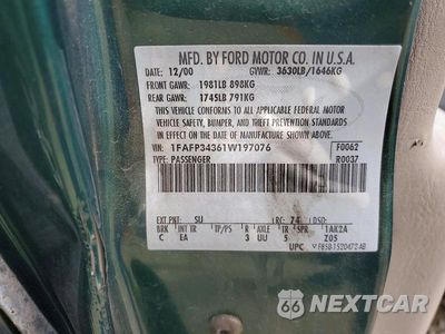 Zdjęcie 12 z 12 samochodu: 2001 FORD FOCUS SE VIN:1FAFP34361W197076 - miniatura