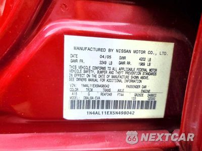 Zdjęcie 12 z 12 samochodu: 2005 NISSAN ALTIMA 2.5 VIN:1N4AL11EX5N498042 - miniatura