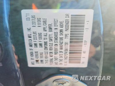 Zdjęcie 12 z 12 samochodu: 2011 HONDA ACCORD LXP VIN:1HGCP2F41BA117261 - miniatura