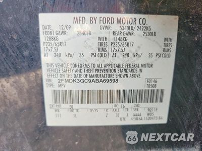 Zdjęcie 12 z 12 samochodu: 2010 FORD EDGE SE VIN:2FMDK3GC9ABA69598 - miniatura