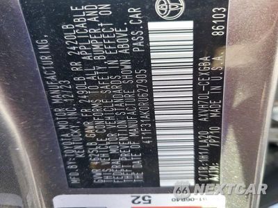 Zdjęcie 12 z 12 samochodu: 2024 TOYOTA CAMRY XLE VIN:4T1F31AK0RU627905 - miniatura