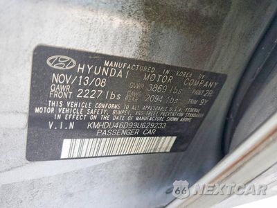 Zdjęcie 12 z 12 samochodu: 2009 HYUNDAI ELANTRA GLS VIN:KMHDU46D99U629233 - miniatura