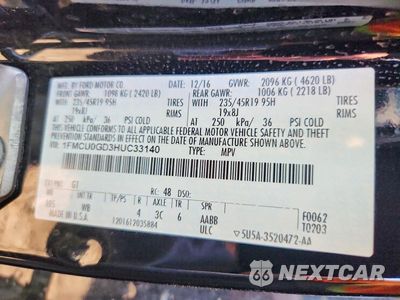 Zdjęcie 13 z 13 samochodu: 2017 FORD ESCAPE SE VIN:1FMCU0GD3HUC33140 - miniatura