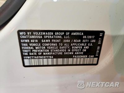 Zdjęcie 12 z 12 samochodu: 2017 VOLKSWAGEN PASSAT SEL PREMIUM VIN:1VWCT7A37HC077784 - miniatura