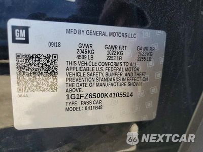 Zdjęcie 12 z 12 samochodu: 2019 CHEVROLET BOLT EV PREMIER VIN:1G1FZ6S00K4105514 - miniatura