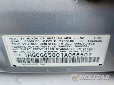 Zdjęcie 12 z 12 samochodu: 2001 HONDA ACCORD EX VIN:1HGCG65801A066507 - miniatura