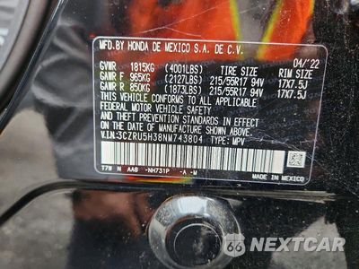 Zdjęcie 14 z 14 samochodu: 2022 HONDA HR-V LX VIN:3CZRU5H38NM743804 - miniatura