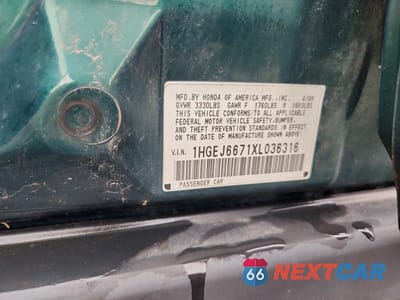Zdjęcie 12 z 12 samochodu: 1999 HONDA CIVIC LX VIN:1HGEJ6671XL036316 - miniatura