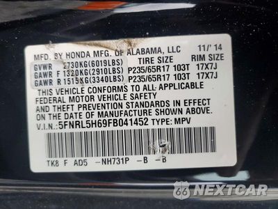 Zdjęcie 13 z 13 samochodu: 2015 TOYT HONDA ODY VIN:5FNRL5H69FB041452 - miniatura