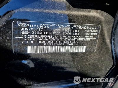 Zdjęcie 12 z 12 samochodu: 2018 HYUNDAI ELANTRA SEL VIN:KMHD84LF1JU491945 - miniatura