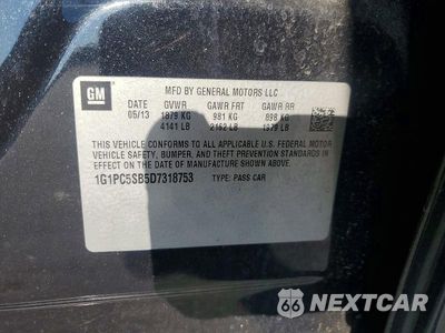 Zdjęcie 12 z 12 samochodu: 2013 CHEVROLET CRUZE LT VIN:1G1PC5SB5D7318753 - miniatura