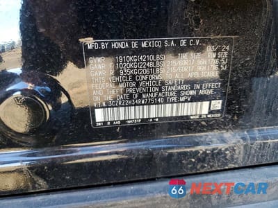 Zdjęcie 13 z 13 samochodu: 2024 HONDA HR-V LX VIN:3CZRZ2H34RM775140 - miniatura
