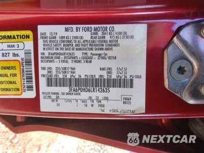 Zdjęcie 12 z 12 samochodu: 2020 FORD FUSION SE VIN:3FA6P0HD6LR142635 - miniatura