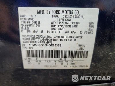 Zdjęcie 13 z 13 samochodu: 2017 FORD EXPLORER VIN:1FM5K8B86HGE26355 - miniatura