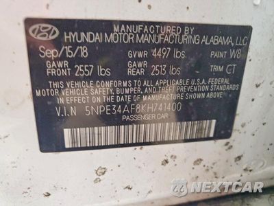 Zdjęcie 12 z 12 samochodu: 2019 HYUNDAI SONATA SEL VIN:5NPE34AF8KH741400 - miniatura
