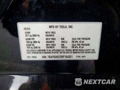 Zdjęcie 13 z 13 samochodu: 2024 TESLA MODEL Y VIN:7SAYGAEE2RF184321 - miniatura