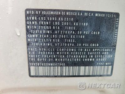 Zdjęcie 14 z 14 samochodu: 2022 VOLKSWAGEN TIGUAN SE VIN:3VV2B7AXXNM047940 - miniatura