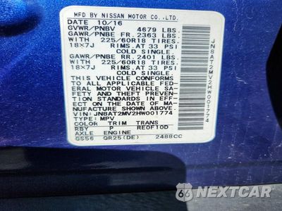 Zdjęcie 14 z 14 samochodu: 2017 NISSAN ROGUE S VIN:JN8AT2MV2HW001774 - miniatura
