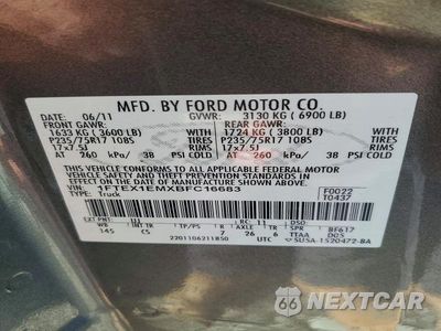 Zdjęcie 12 z 12 samochodu: 2011 FORD F150 SUPER CAB VIN:1FTEX1EMXBFC16683 - miniatura