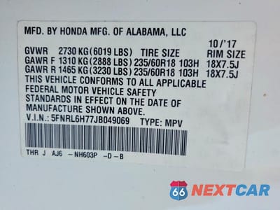 Zdjęcie 13 z 13 samochodu: 2018 HONDA ODYSSEY EXL VIN:5FNRL6H77JB049069 - miniatura