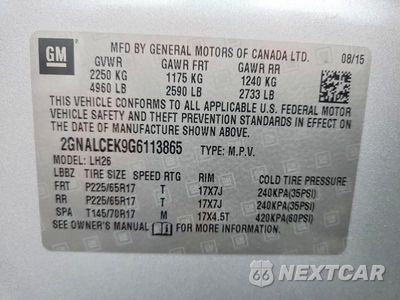 Zdjęcie 13 z 13 samochodu: 2016 CHEVROLET EQUINOX LT VIN:2GNALCEK9G6113865 - miniatura