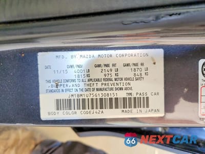 Zdjęcie 12 z 12 samochodu: 2016 MAZDA 3 SPORT VIN:JM1BM1U75G1308151 - miniatura