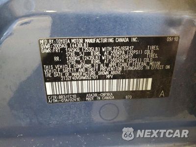 Zdjęcie 13 z 13 samochodu: 2010 TOYOTA RAV4 BASE VIN:2T3ZF4DV0AW052101 - miniatura