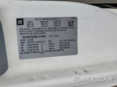 Zdjęcie 13 z 13 samochodu: 2011 CHEVROLET EXPRESS G2500 DELIVERY VAN VIN:1GCWGFBA8B1181098 - miniatura